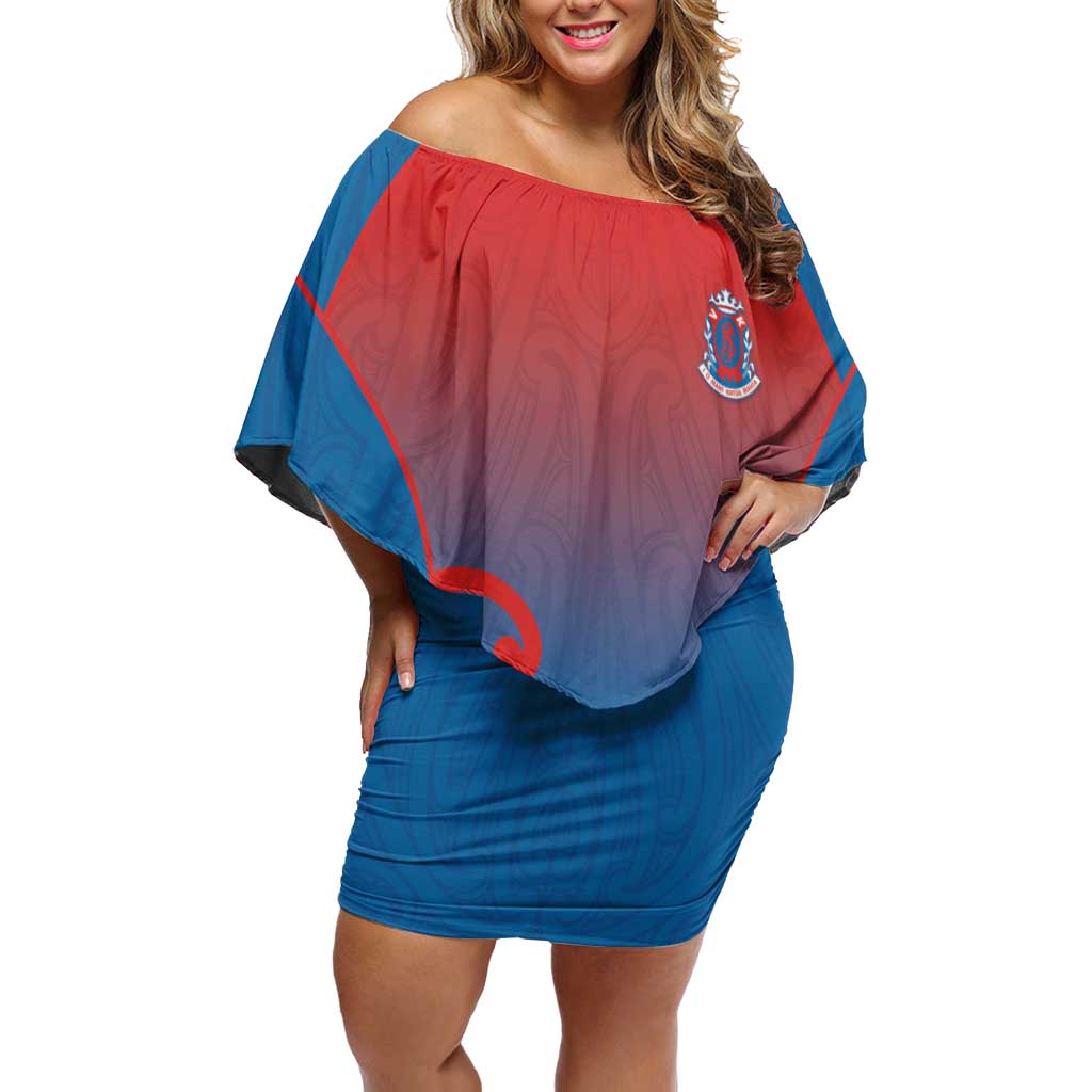 Custom St Joseph's Maori Girls' College Off Shoulder Short Dress Maori Koru Pattern