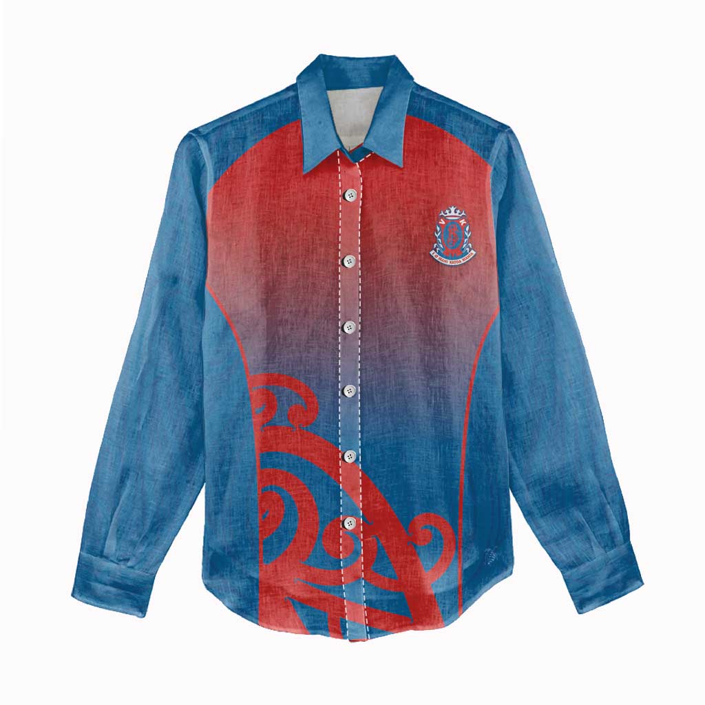 Custom St Joseph's Maori Girls' College Women Casual Shirt Maori Koru Pattern