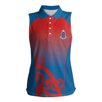 Custom St Joseph's Maori Girls' College Women Sleeveless Polo Shirt Maori Koru Pattern