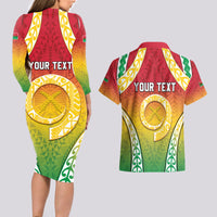 Personalised Vanuatu Couples Matching Long Sleeve Bodycon Dress and Hawaiian Shirt Proud To Be A Ni-Van With Tribal Pattern LT05 - Polynesian Pride