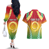 Personalised Vanuatu Couples Matching Off The Shoulder Long Sleeve Dress and Hawaiian Shirt Proud To Be A Ni-Van With Tribal Pattern LT05 - Polynesian Pride