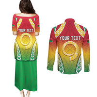 Personalised Vanuatu Couples Matching Puletasi and Long Sleeve Button Shirt Proud To Be A Ni-Van With Tribal Pattern LT05 - Polynesian Pride
