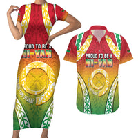 Personalised Vanuatu Couples Matching Short Sleeve Bodycon Dress and Hawaiian Shirt Proud To Be A Ni-Van With Tribal Pattern LT05 Reggae - Polynesian Pride