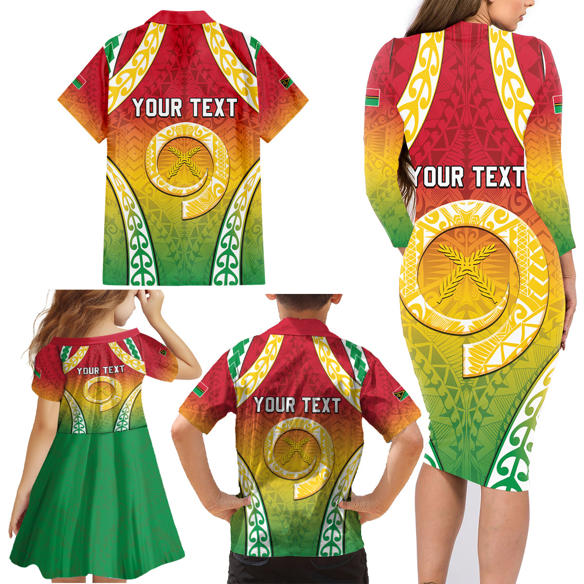 Personalised Vanuatu Family Matching Long Sleeve Bodycon Dress and Hawaiian Shirt Proud To Be A Ni-Van With Tribal Pattern LT05 - Polynesian Pride