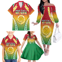 Personalised Vanuatu Family Matching Off The Shoulder Long Sleeve Dress and Hawaiian Shirt Proud To Be A Ni-Van With Tribal Pattern LT05 - Polynesian Pride