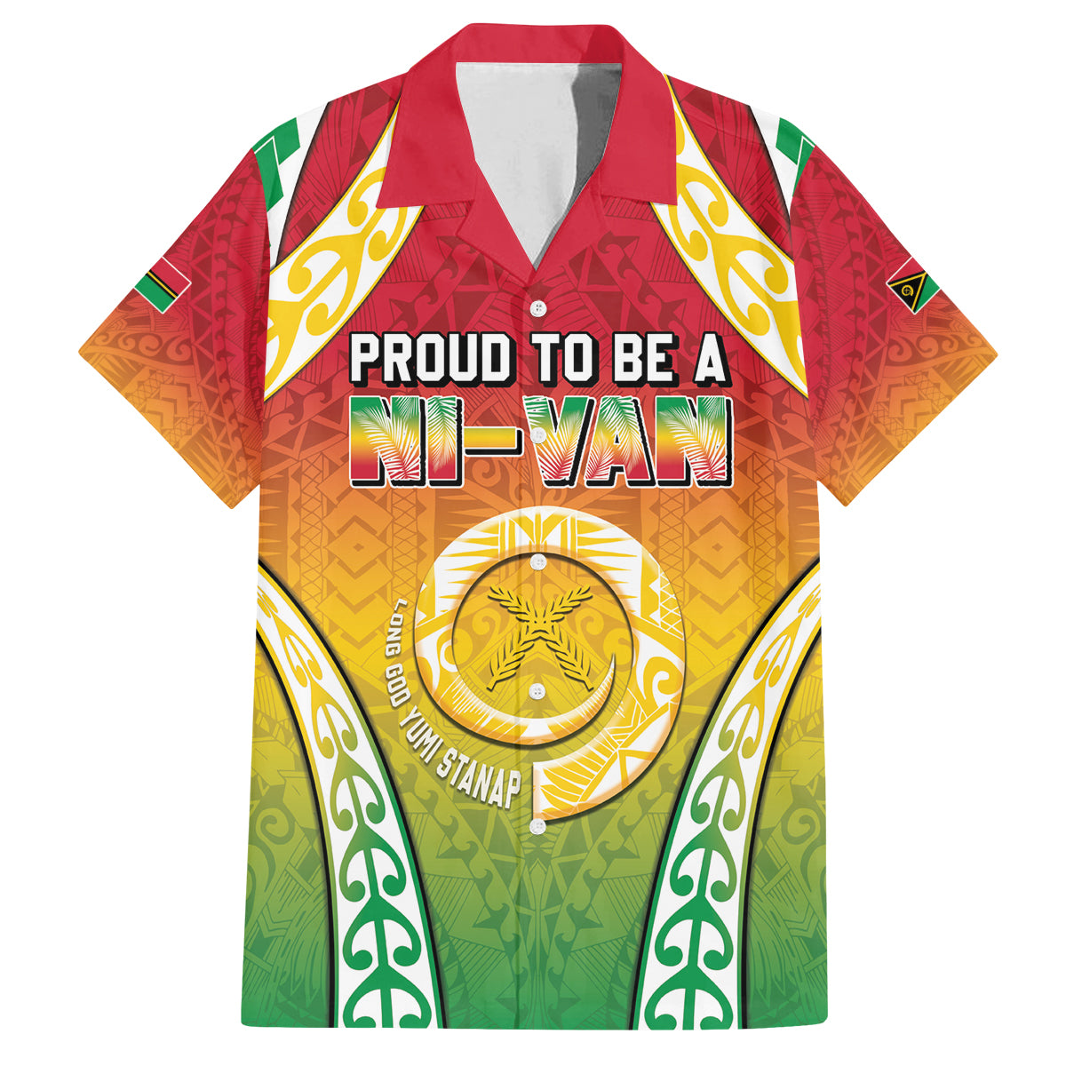 Personalised Vanuatu Family Matching Off The Shoulder Long Sleeve Dress and Hawaiian Shirt Proud To Be A Ni-Van With Tribal Pattern LT05 Dad's Shirt - Short Sleeve Reggae - Polynesian Pride