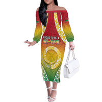 Personalised Vanuatu Family Matching Off The Shoulder Long Sleeve Dress and Hawaiian Shirt Proud To Be A Ni-Van With Tribal Pattern LT05 Mom's Dress Reggae - Polynesian Pride