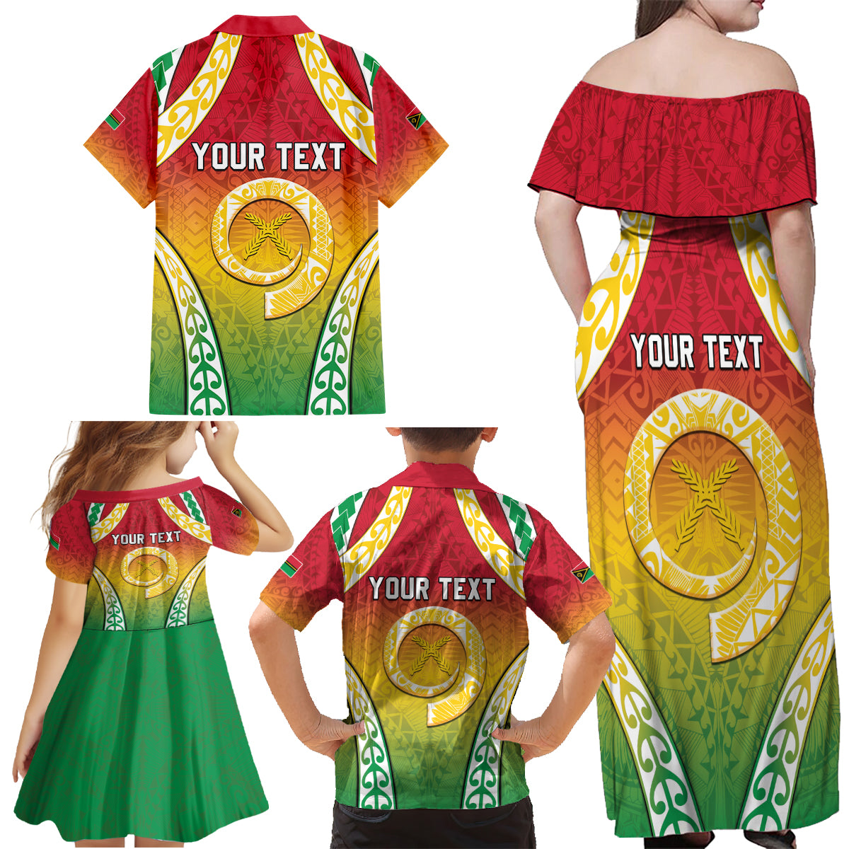 Personalised Vanuatu Family Matching Off Shoulder Maxi Dress and Hawaiian Shirt Proud To Be A Ni-Van With Tribal Pattern LT05 - Polynesian Pride