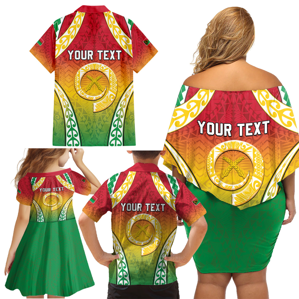 Personalised Vanuatu Family Matching Off Shoulder Short Dress and Hawaiian Shirt Proud To Be A Ni-Van With Tribal Pattern LT05 - Polynesian Pride