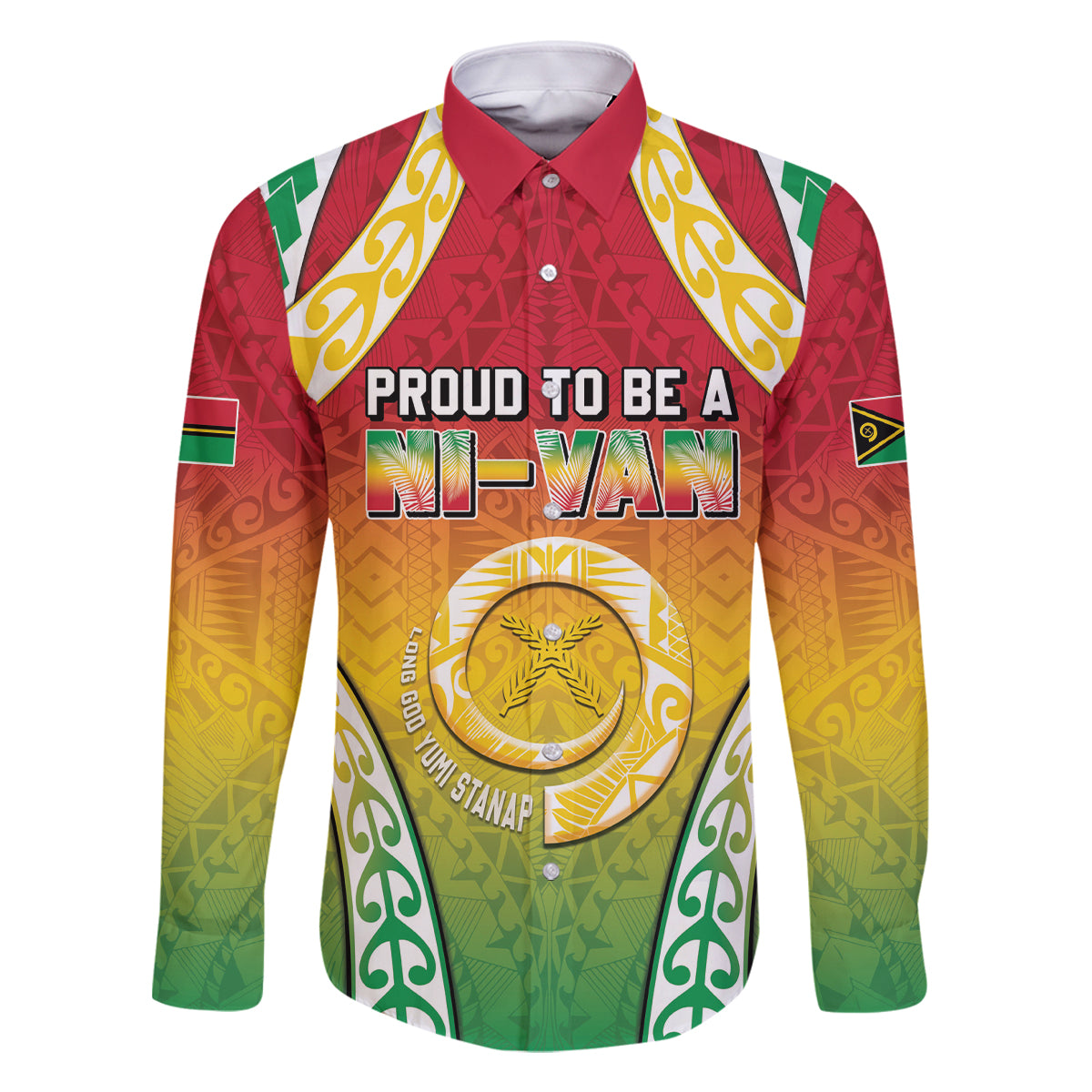 Personalised Vanuatu Family Matching Off Shoulder Short Dress and Hawaiian Shirt Proud To Be A Ni-Van With Tribal Pattern LT05 Dad's Shirt - Long Sleeve Reggae - Polynesian Pride
