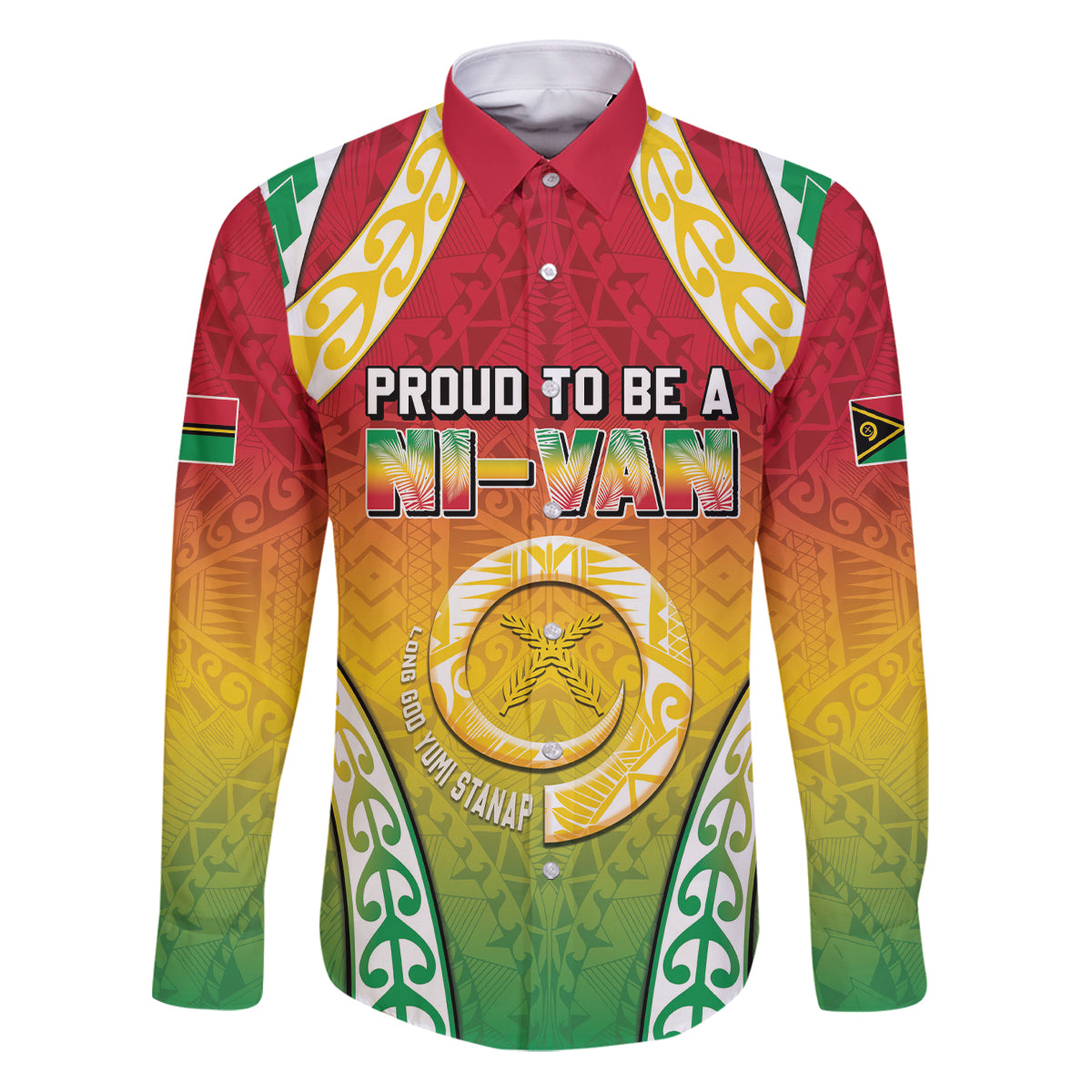 Personalised Vanuatu Family Matching Puletasi and Hawaiian Shirt Proud To Be A Ni-Van With Tribal Pattern LT05 Dad's Shirt - Long Sleeve Reggae - Polynesian Pride