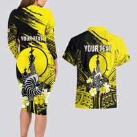 Personalised New Caledonia Day Couples Matching Long Sleeve Bodycon Dress and Hawaiian Shirt Kanaky Flag Coat Of Arms Polynesian Pattern LT05 - Polynesian Pride