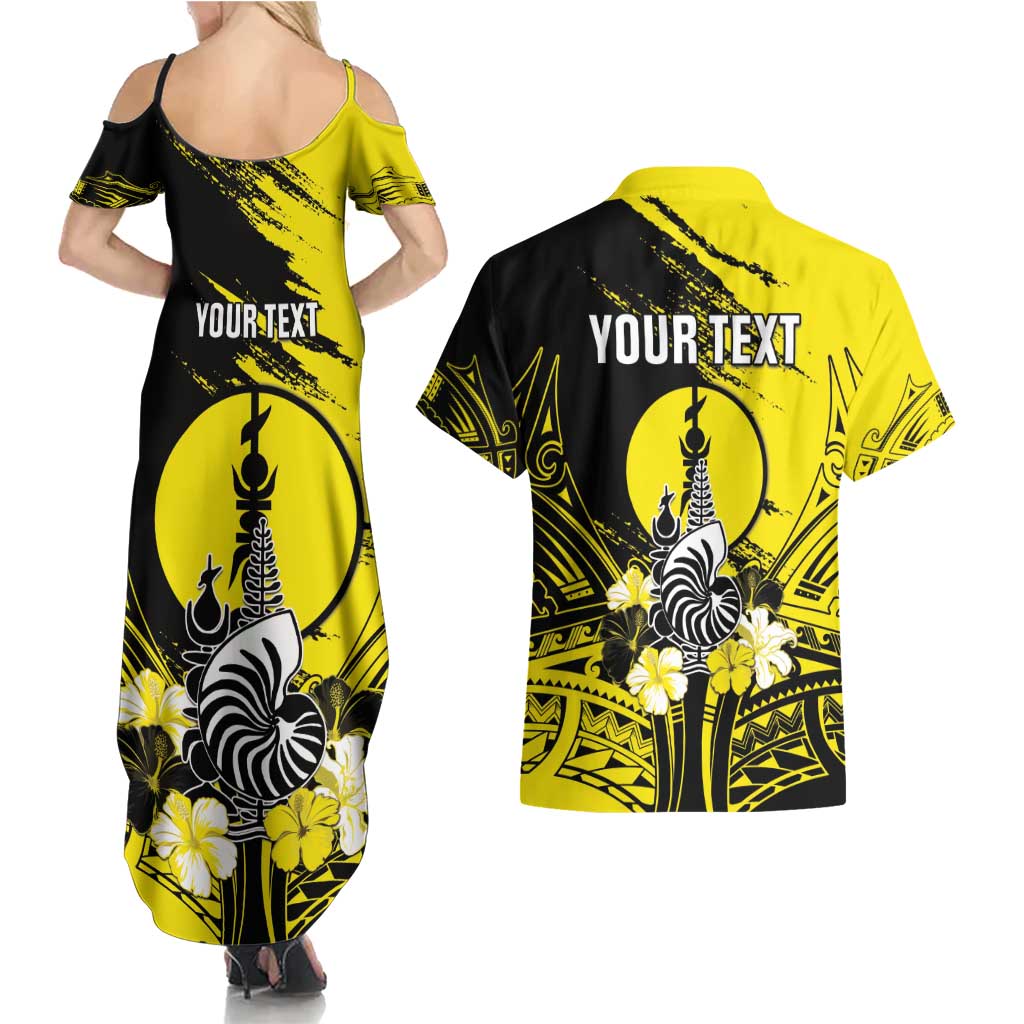 Personalised New Caledonia Day Couples Matching Summer Maxi Dress and Hawaiian Shirt Kanaky Flag Coat Of Arms Polynesian Pattern LT05 - Polynesian Pride