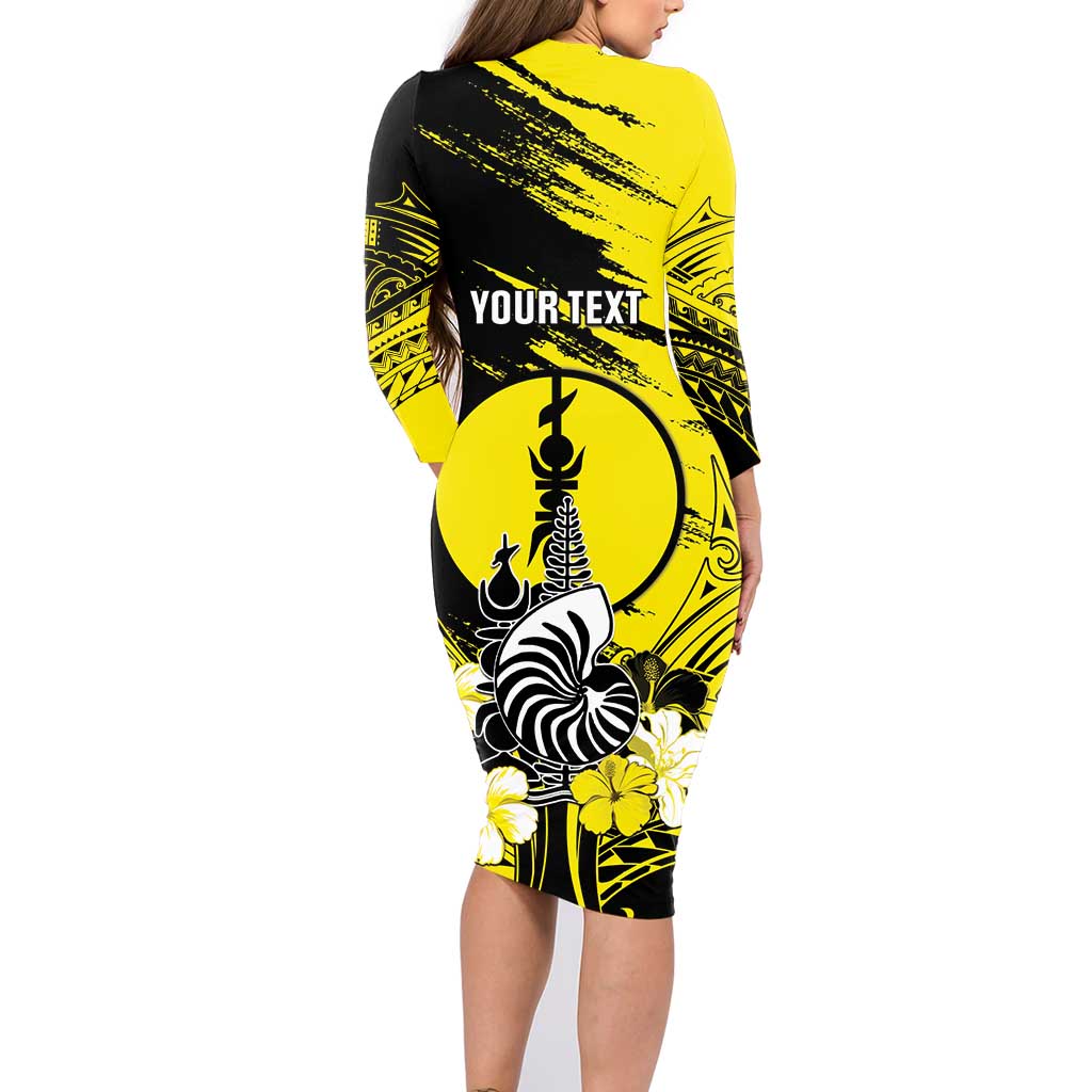 Personalised New Caledonia Day Family Matching Long Sleeve Bodycon Dress and Hawaiian Shirt Kanaky Flag Coat Of Arms Polynesian Pattern LT05 - Polynesian Pride