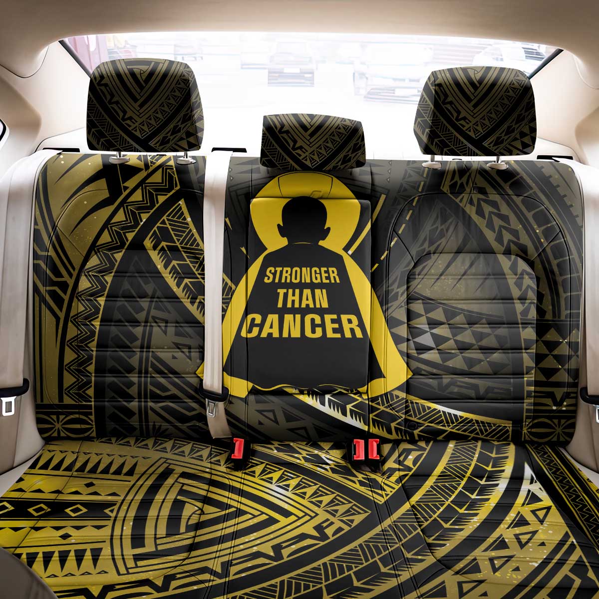 Polynesia Childhood Cancer Awareness Back Car Seat Cover You Are Stronger Than Cancer LT05 - Polynesian Pride