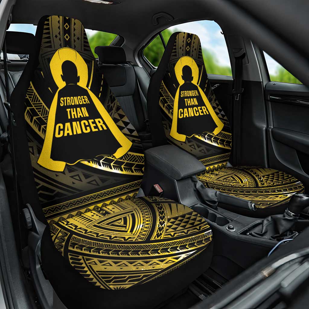 Polynesia Childhood Cancer Awareness Car Seat Cover You Are Stronger Than Cancer LT05 One Size Black - Polynesian Pride
