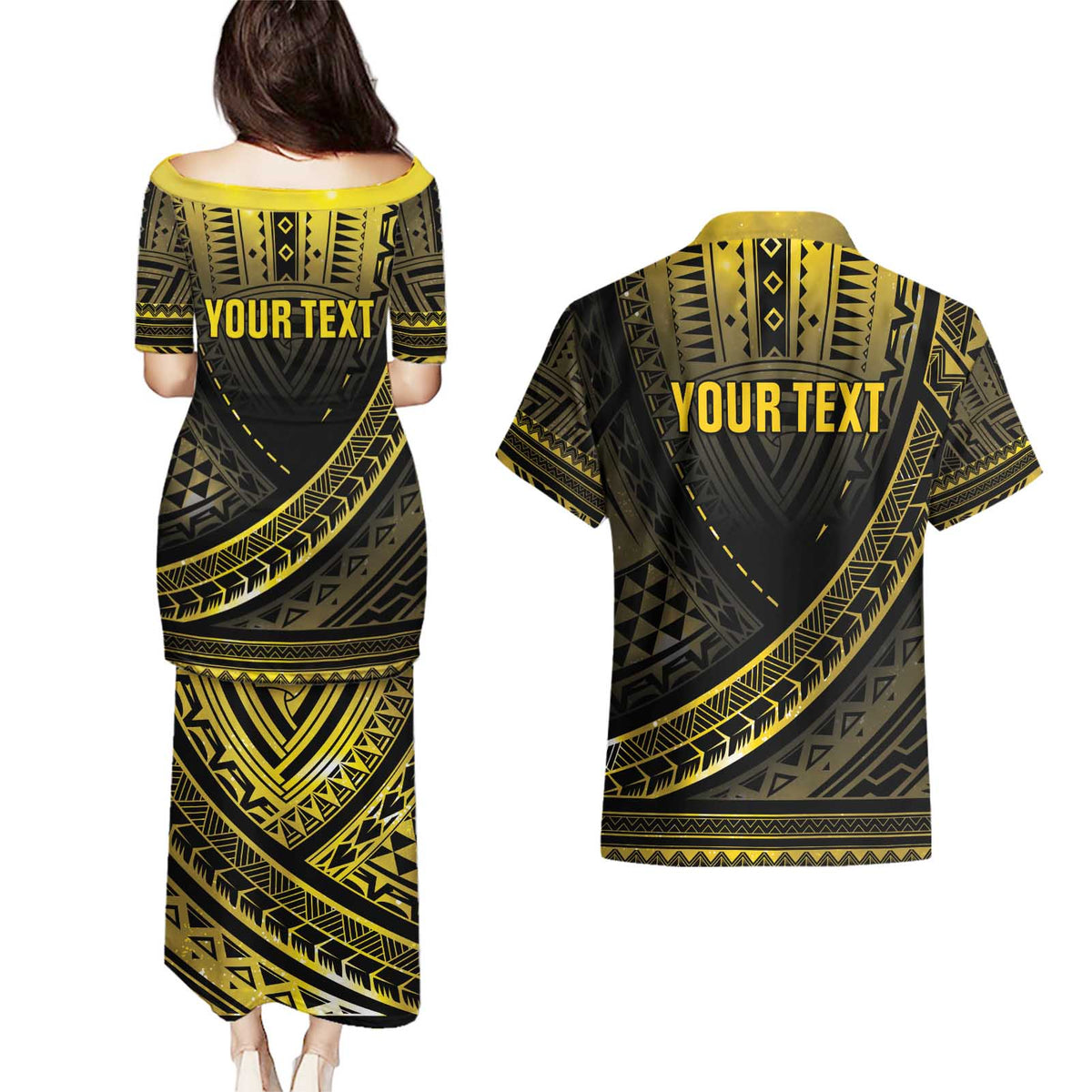 Personalised Polynesia Childhood Cancer Awareness Couples Matching Puletasi and Hawaiian Shirt You Are Stronger Than Cancer LT05 - Polynesian Pride