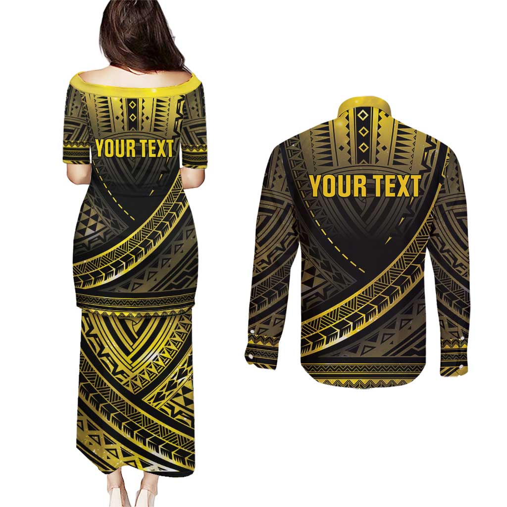 Personalised Polynesia Childhood Cancer Awareness Couples Matching Puletasi and Long Sleeve Button Shirt You Are Stronger Than Cancer LT05 - Polynesian Pride