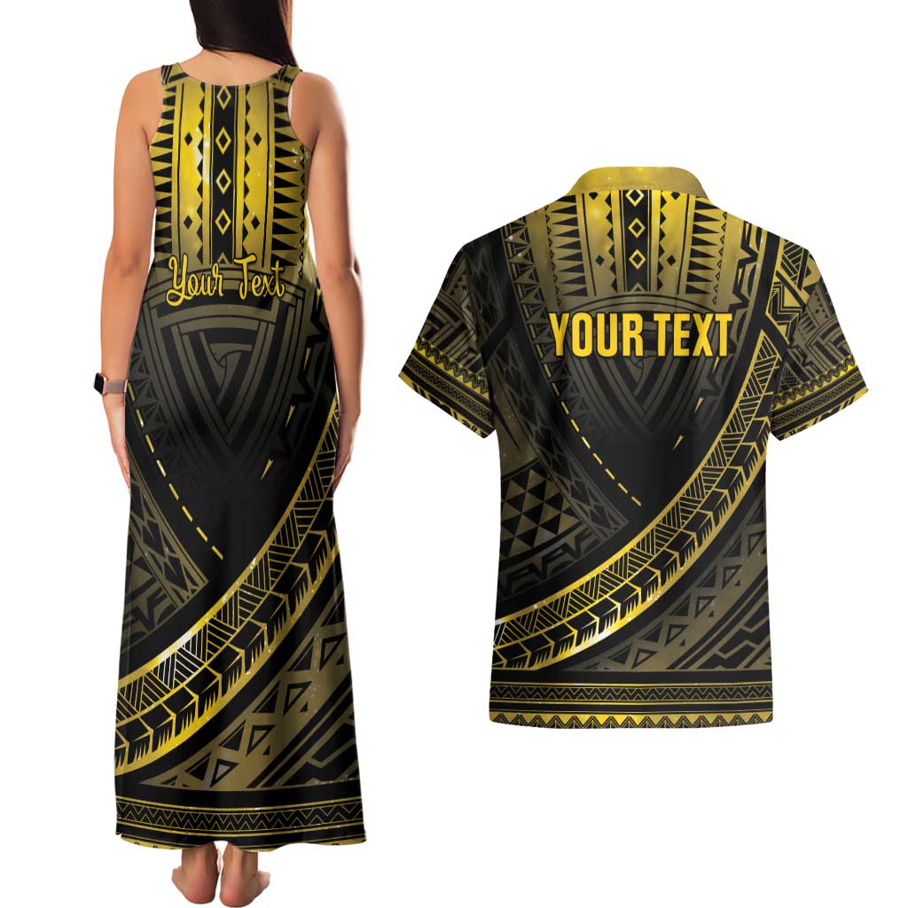 Personalised Polynesia Childhood Cancer Awareness Couples Matching Tank Maxi Dress and Hawaiian Shirt You Are Stronger Than Cancer LT05 - Polynesian Pride