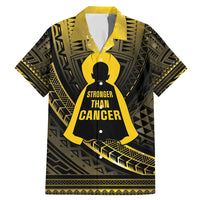 Personalised Polynesia Childhood Cancer Awareness Family Matching Mermaid Dress and Hawaiian Shirt You Are Stronger Than Cancer LT05 Dad's Shirt - Short Sleeve Black - Polynesian Pride