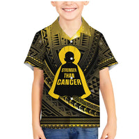 Personalised Polynesia Childhood Cancer Awareness Family Matching Mermaid Dress and Hawaiian Shirt You Are Stronger Than Cancer LT05 Son's Shirt Black - Polynesian Pride