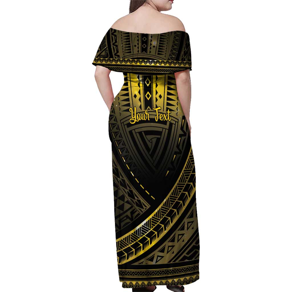 Personalised Polynesia Childhood Cancer Awareness Family Matching Off Shoulder Maxi Dress and Hawaiian Shirt You Are Stronger Than Cancer LT05 - Polynesian Pride