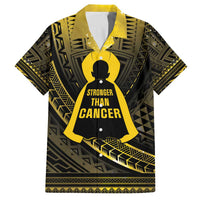 Personalised Polynesia Childhood Cancer Awareness Family Matching Puletasi and Hawaiian Shirt You Are Stronger Than Cancer LT05 Dad's Shirt - Short Sleeve Black - Polynesian Pride