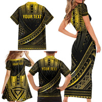 Personalised Polynesia Childhood Cancer Awareness Family Matching Short Sleeve Bodycon Dress and Hawaiian Shirt You Are Stronger Than Cancer LT05 - Polynesian Pride