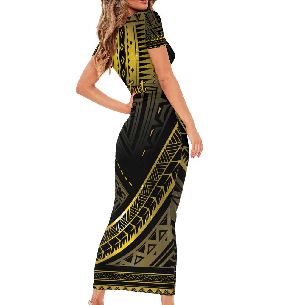 Personalised Polynesia Childhood Cancer Awareness Family Matching Short Sleeve Bodycon Dress and Hawaiian Shirt You Are Stronger Than Cancer LT05 - Polynesian Pride