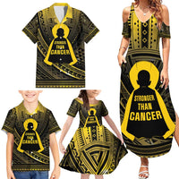 Personalised Polynesia Childhood Cancer Awareness Family Matching Summer Maxi Dress and Hawaiian Shirt You Are Stronger Than Cancer LT05 - Polynesian Pride