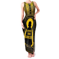 Personalised Polynesia Childhood Cancer Awareness Family Matching Tank Maxi Dress and Hawaiian Shirt You Are Stronger Than Cancer LT05 Mom's Dress Black - Polynesian Pride