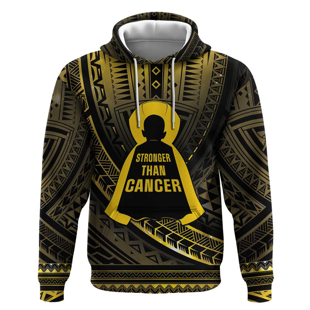 Personalised Polynesia Childhood Cancer Awareness Hoodie You Are Stronger Than Cancer LT05 Pullover Hoodie Black - Polynesian Pride