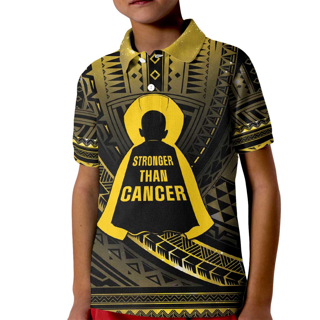 Personalised Polynesia Childhood Cancer Awareness Kid Polo Shirt You Are Stronger Than Cancer LT05 Kid Black - Polynesian Pride