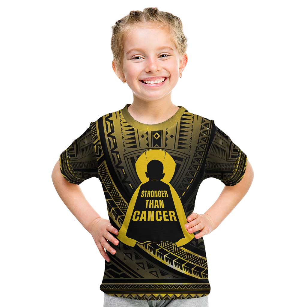 Personalised Polynesia Childhood Cancer Awareness Kid T Shirt You Are Stronger Than Cancer LT05 Black - Polynesian Pride