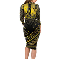 Personalised Polynesia Childhood Cancer Awareness Long Sleeve Bodycon Dress You Are Stronger Than Cancer LT05 - Polynesian Pride
