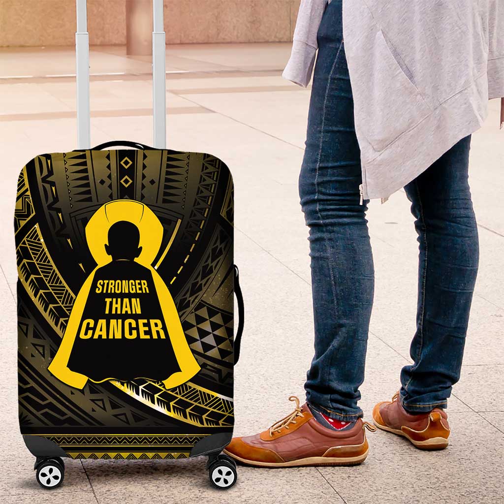 Polynesia Childhood Cancer Awareness Luggage Cover You Are Stronger Than Cancer LT05 Black - Polynesian Pride