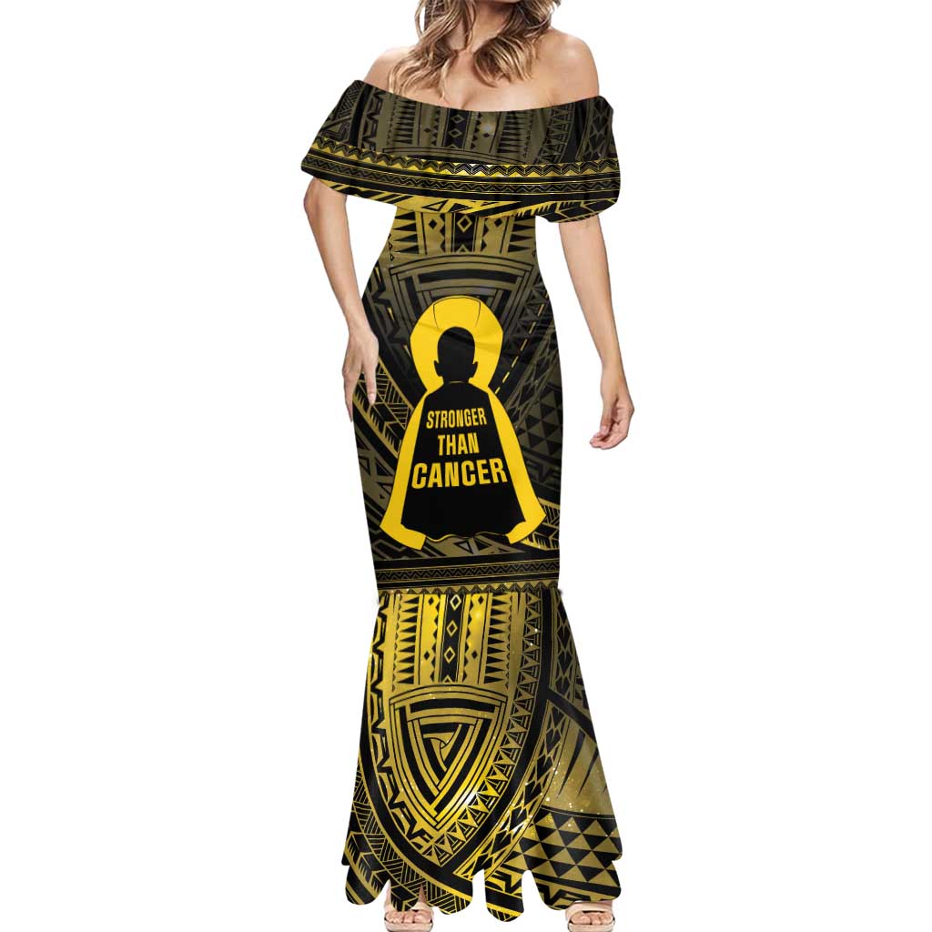 Personalised Polynesia Childhood Cancer Awareness Mermaid Dress You Are Stronger Than Cancer LT05 - Polynesian Pride