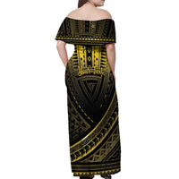 Personalised Polynesia Childhood Cancer Awareness Off Shoulder Maxi Dress You Are Stronger Than Cancer LT05 - Polynesian Pride