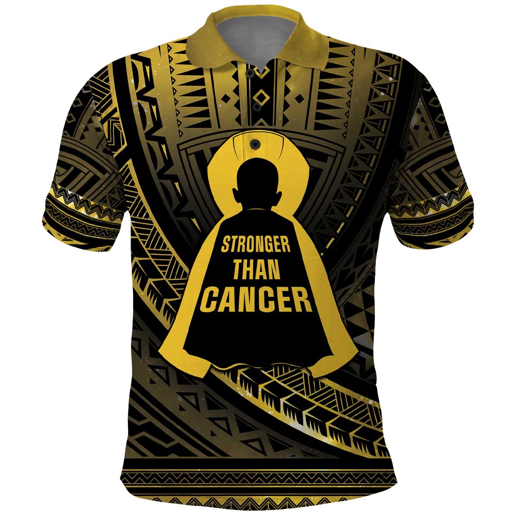 Personalised Polynesia Childhood Cancer Awareness Polo Shirt You Are Stronger Than Cancer LT05 Black - Polynesian Pride
