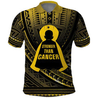 Personalised Polynesia Childhood Cancer Awareness Polo Shirt You Are Stronger Than Cancer LT05 Black - Polynesian Pride