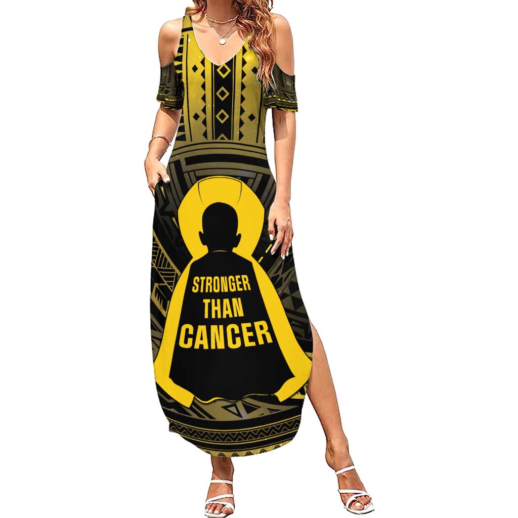 Personalised Polynesia Childhood Cancer Awareness Summer Maxi Dress You Are Stronger Than Cancer LT05 Women Black - Polynesian Pride