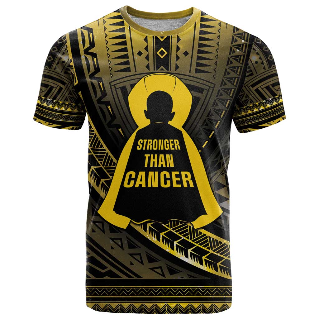 Personalised Polynesia Childhood Cancer Awareness T Shirt You Are Stronger Than Cancer LT05 Black - Polynesian Pride