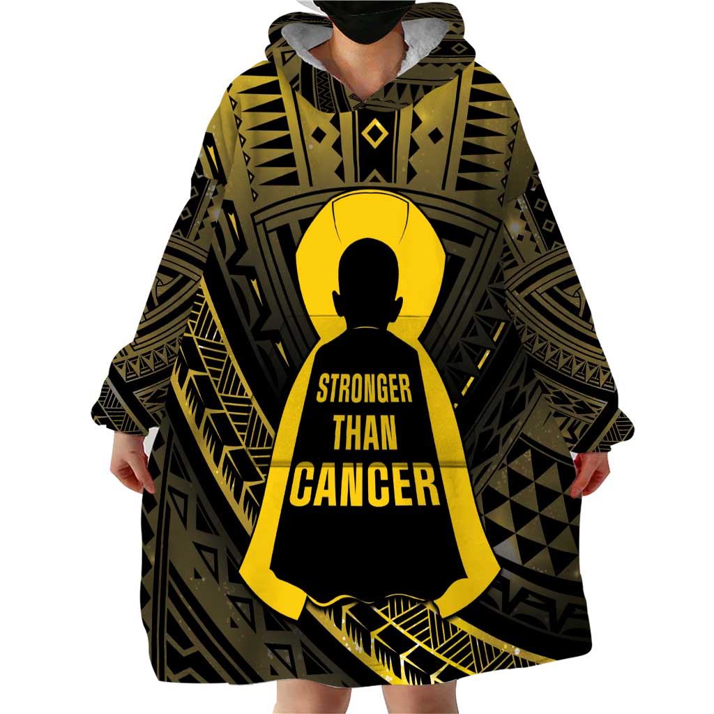 Personalised Polynesia Childhood Cancer Awareness Wearable Blanket Hoodie You Are Stronger Than Cancer LT05 - Polynesian Pride