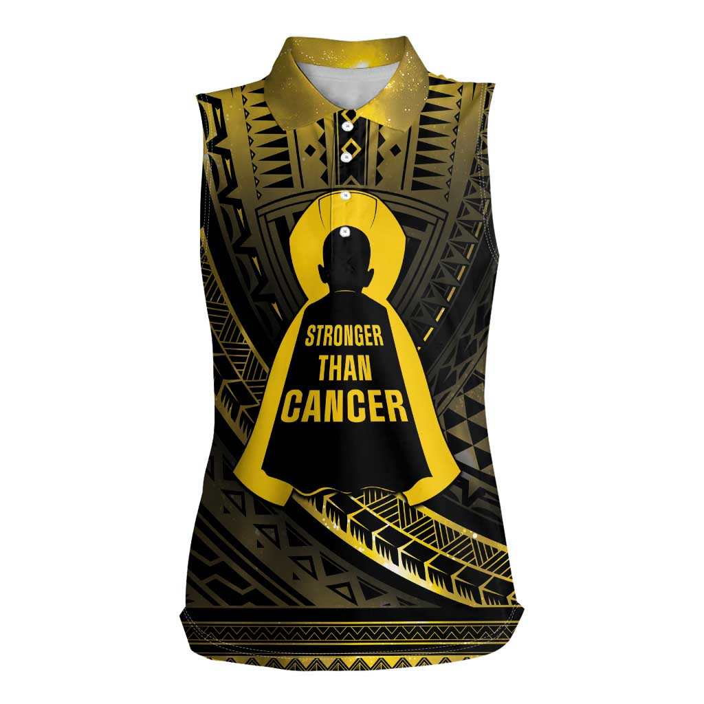 Personalised Polynesia Childhood Cancer Awareness Women Sleeveless Polo Shirt You Are Stronger Than Cancer LT05 Female Black - Polynesian Pride