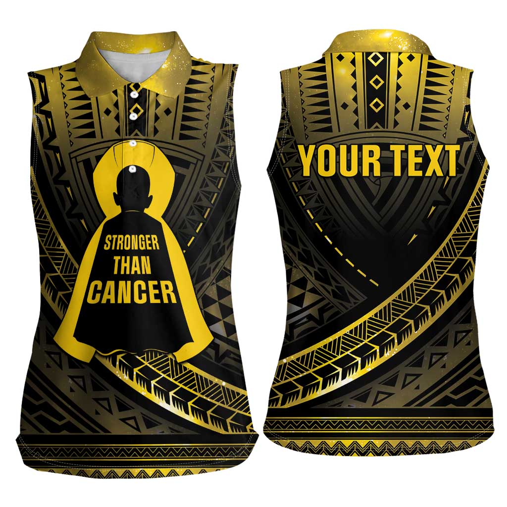 Personalised Polynesia Childhood Cancer Awareness Women Sleeveless Polo Shirt You Are Stronger Than Cancer LT05 - Polynesian Pride