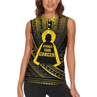 Personalised Polynesia Childhood Cancer Awareness Women Sleeveless Polo Shirt You Are Stronger Than Cancer LT05 - Polynesian Pride