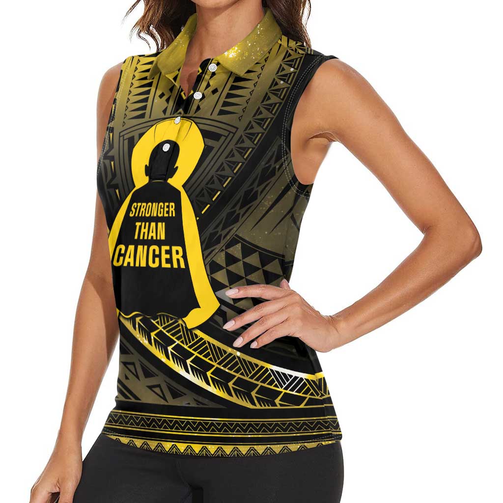 Personalised Polynesia Childhood Cancer Awareness Women Sleeveless Polo Shirt You Are Stronger Than Cancer LT05 - Polynesian Pride