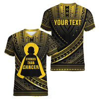 Personalised Polynesia Childhood Cancer Awareness Women V-Neck T-Shirt You Are Stronger Than Cancer LT05 - Polynesian Pride