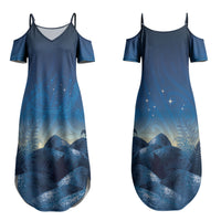 New Zealand Matariki Couples Matching Summer Maxi Dress and Long Sleeve Button Shirt Maori Waka With Silver Fern LT05 - Polynesian Pride