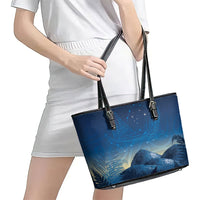 New Zealand Matariki Leather Tote Bag Maori Waka With Silver Fern LT05 - Polynesian Pride